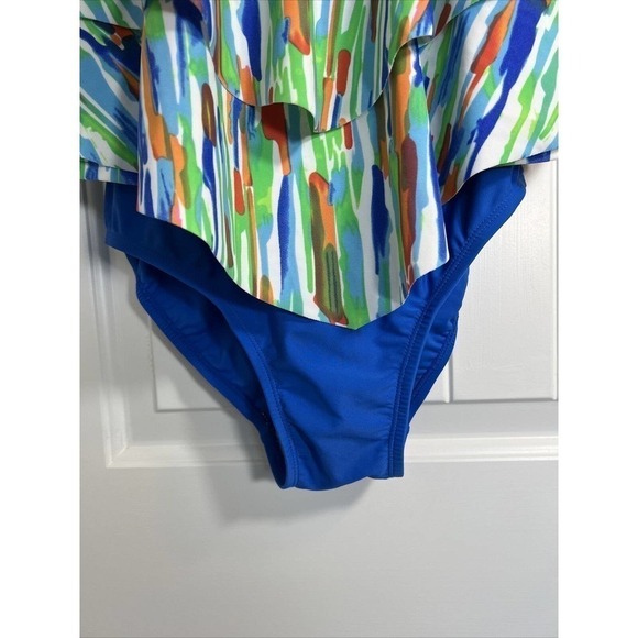Ceeb Size 10 Women's 3 Tiered Ruffle Tankini Top One Piece Swimsuit- Multi Color - Picture 6 of 12